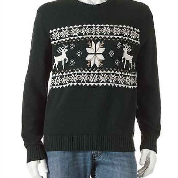 Dockers L Holiday Snow Green Crewneck Sweater NWT - Picture 5 of 8